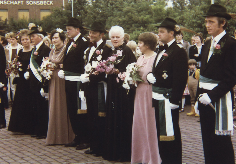 1979! König Ludwig Hoogen mit seiner Königin Gertrud und seinem Gefolge Udo und Ingrid Tietz, Heinz und Erika van Bracht sowie Franz und Tilde Kalscheur!