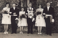 1962! König Johannes Kisters mit seiner Königin Anni Heursen und seinem Gefolge Johann Ingendae mit Doris Weyhofen sowie Eberhard Ingenblek mit Maria de Vries!