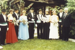 1984! König Fritz Roeloffs Mit seiner Königin Alwine und seinem Gefolge v. l. Theo und Maria Gesthuysen, Alois und Klara Krebbers sowie Fritz und Liselotte Rösen!